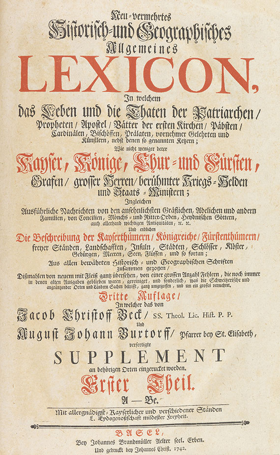 Jakob Christoph Iselin - Neu-vermehrtes Lexicon. 6 Bände