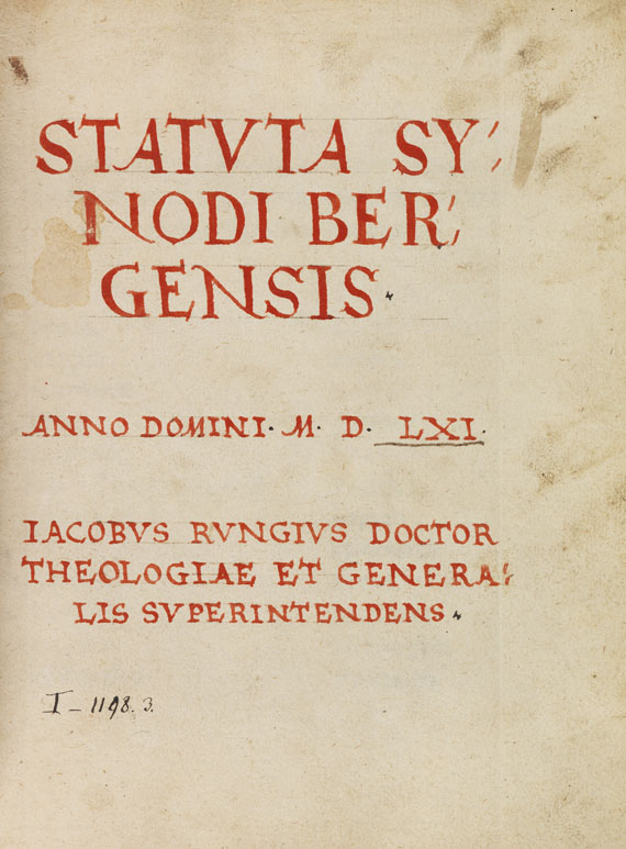  Manuskripte - Acta Synodi Bergensis. Handschrift