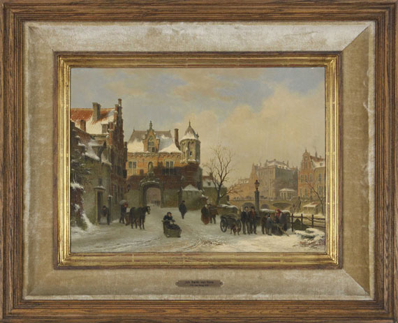 Bartholomeus Johannes van Hove - Winterliche Stadtansicht - Rahmenbild