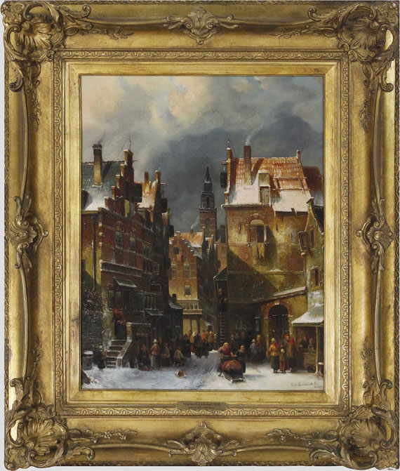 Charles Leickert - Winterliche Stadtansicht - Rahmenbild