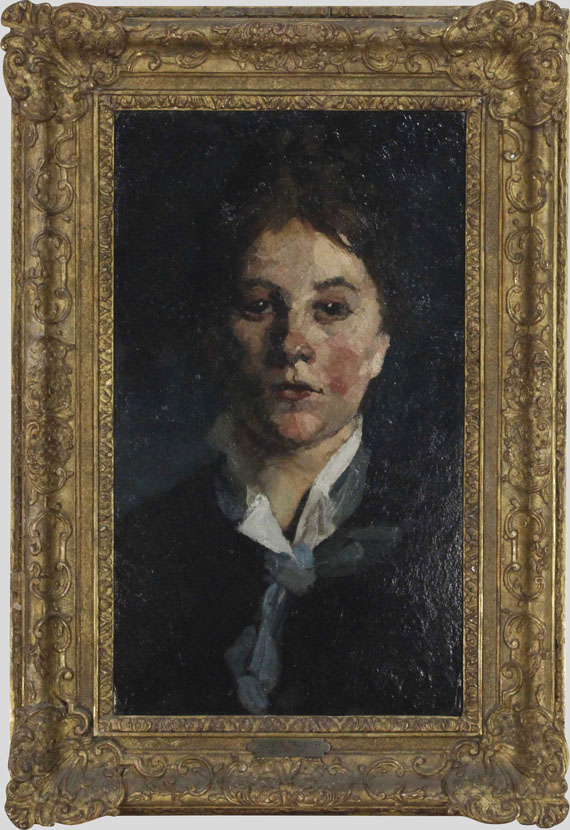 Wilhelm Trübner - Mädchen mit weißem Kragen, en face - Rahmenbild