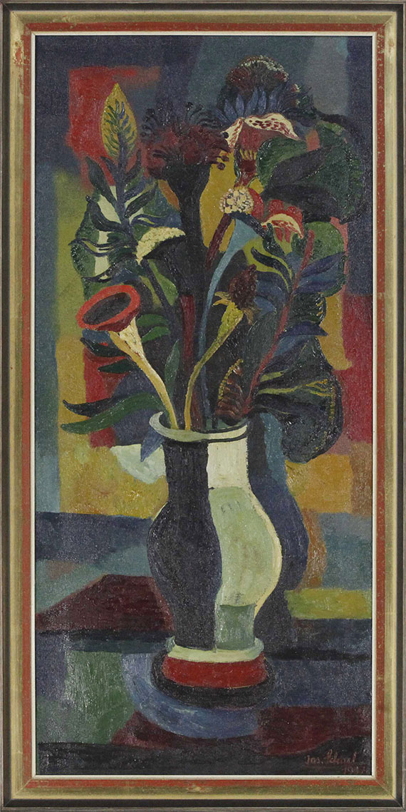 Josef Scharl - Blumen in einer bauchigen Vase - Rahmenbild