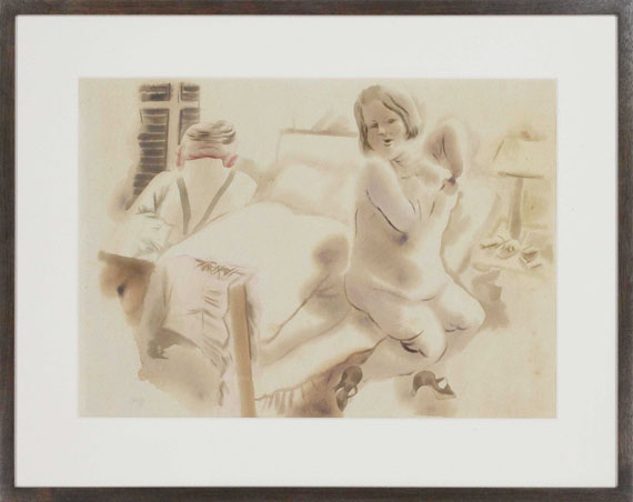 George Grosz - Paar im Schlafzimmer - Rahmenbild