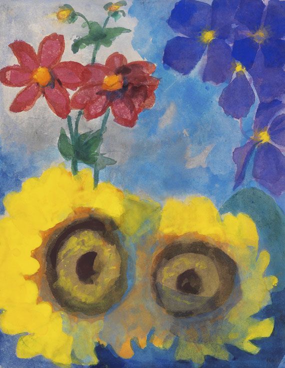 Emil Nolde - Sonnenblumen, rote und blaue Blüten - Weitere Abbildung