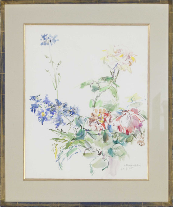 Oskar Kokoschka - Sommerblumen mit Rosen - Rahmenbild