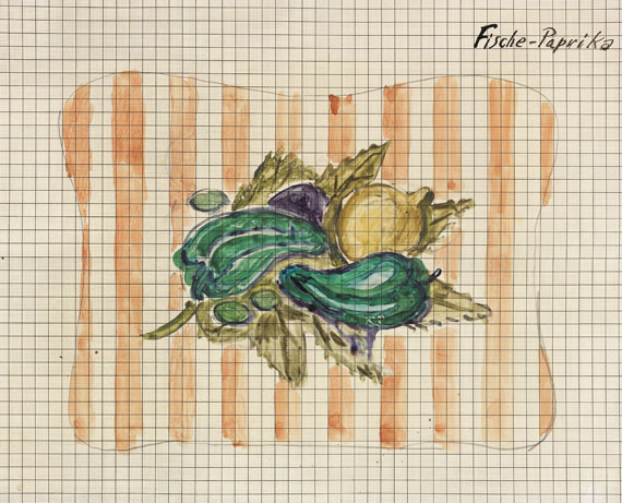 Otto Dix - Fische / Verschiedene Gemüse (Entwurfszeichnungen) - Weitere Abbildung