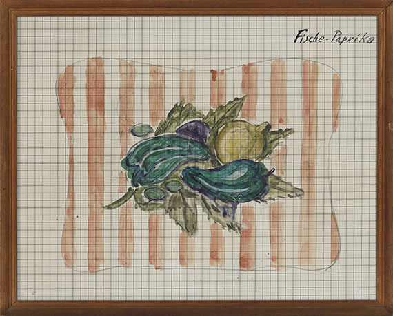 Otto Dix - Fische / Verschiedene Gemüse (Entwurfszeichnungen) - Rahmenbild