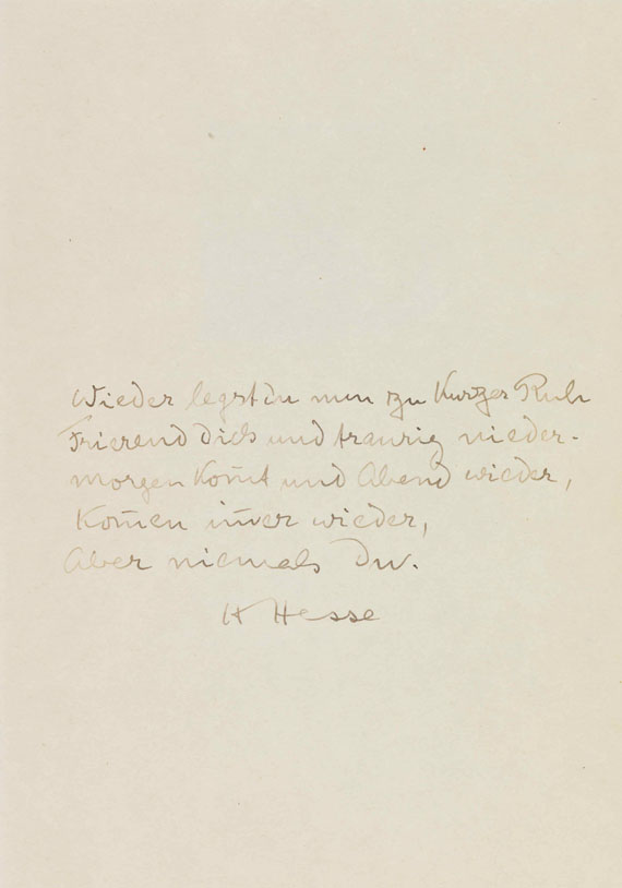 Hermann Hesse - Aquarell mit 2-strophigem Gedicht - Weitere Abbildung