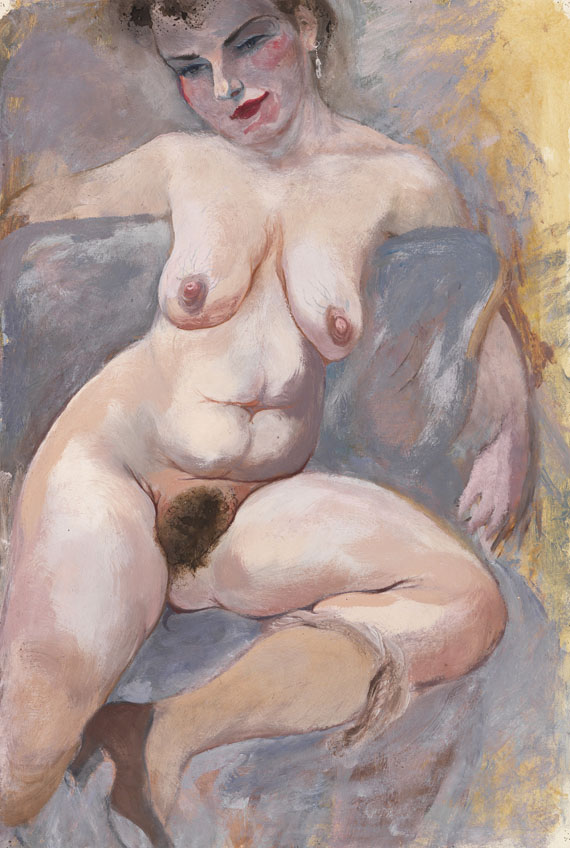 George Grosz - Sitting Female Nude (Die Ehefrau des Künstlers)
