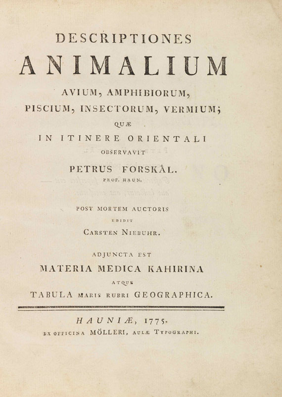 Peter Forskal - Descriptiones animalium + Flora Aegyptiaco-Arabica. 2 in 1 Band