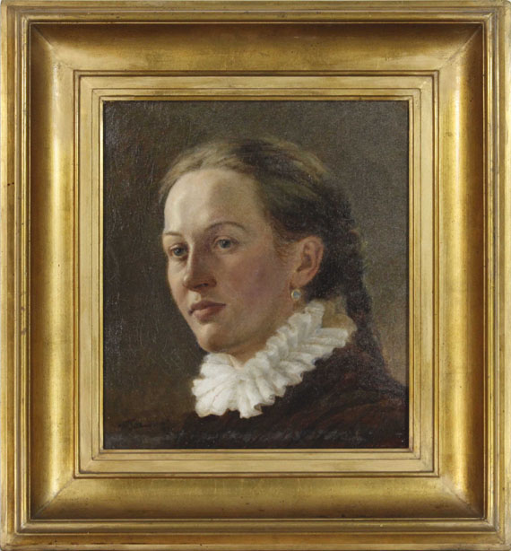 Wilhelm Trübner - Porträt einer jungen Frau - Rahmenbild