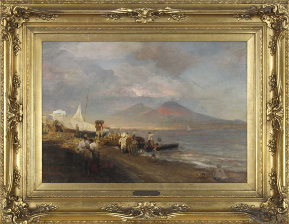 Oswald Achenbach - Die Bucht von Neapel mit Blick auf den Vesuv - Rahmenbild