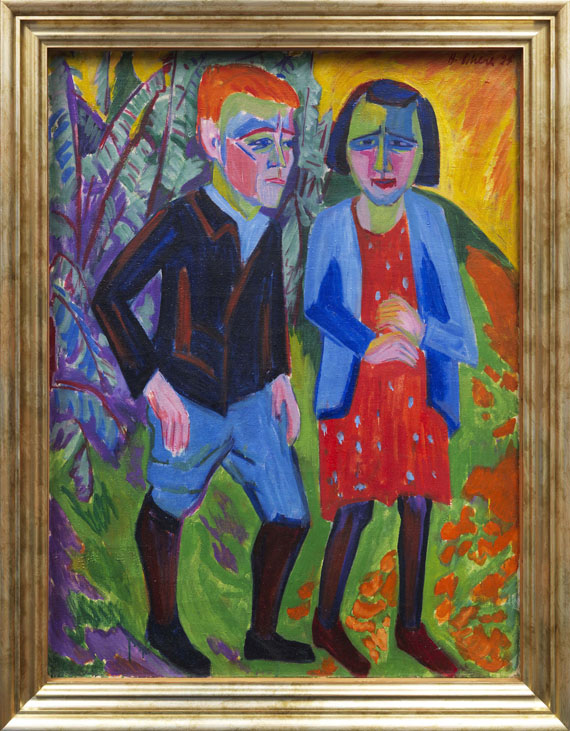 Hermann Scherer - Paar in der Landschaft (recto), Porträt eines Mannes mit einer Pfeife (verso) - Rahmenbild