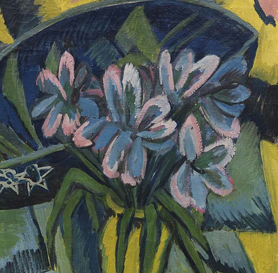 Ernst Ludwig Kirchner - Verblühte Tulpen / Porträt Simon Guttmann, sitzend