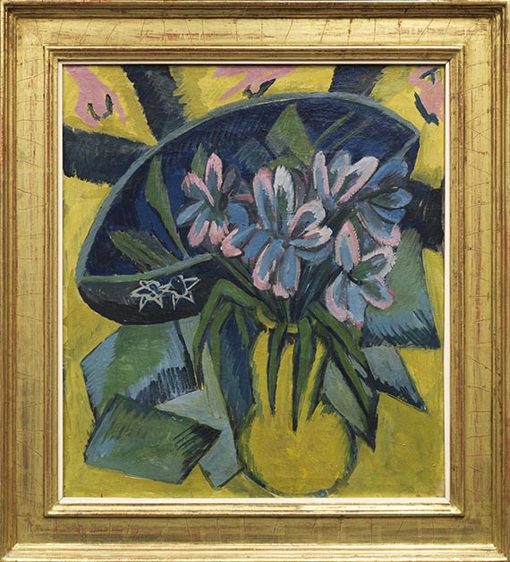 Ernst Ludwig Kirchner - Verblühte Tulpen / Porträt Simon Guttmann, sitzend - Rahmenbild