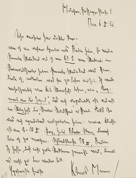 Heinrich Mann - Brief. Beigabe: Brief Klaus Mann - Weitere Abbildung