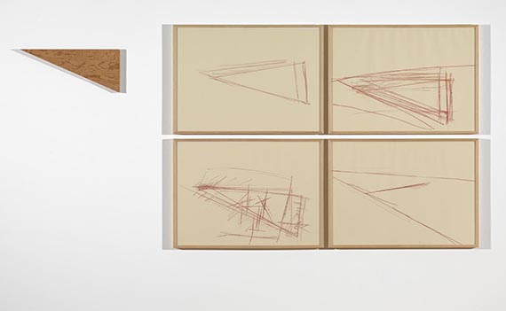 Abbildung zu: Blinky Palermo, "Happier than the morning sun (to Stevie Wonder)", 1975, Edition, vier Granolithografien mit einem Auflagenobjekt, Tate Modern, London. © VG Bild-Kunst, Bonn 2025