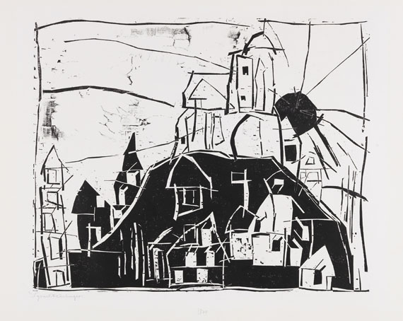 Lyonel Feininger - City on the Mountain (Mont St. Michel)