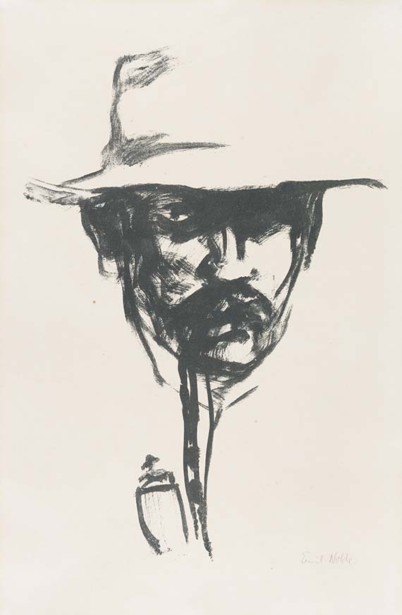 Emil Nolde - Kopf mit Pfeife, Emil Nolde (Selbstbildnis)