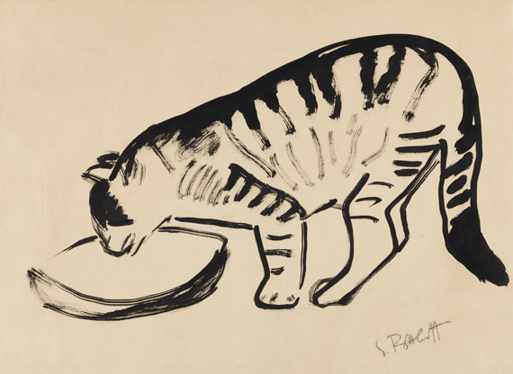 Karl Schmidt-Rottluff - Die Katze (vor Futterschüssel)