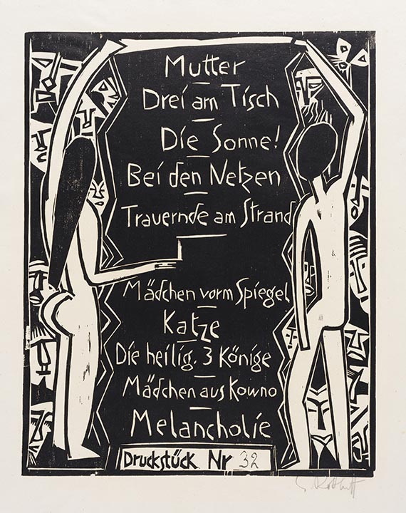 Karl Schmidt-Rottluff - Außentitel für die Mappe des Grafischen Kabinetts J. B. Neumann "10 Holzschnitte von Schmidt-Rottluff"