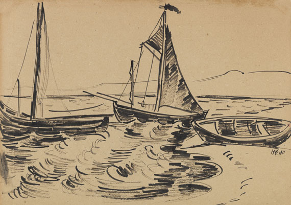 Hermann Max Pechstein - Kurenkähne und Beiboot