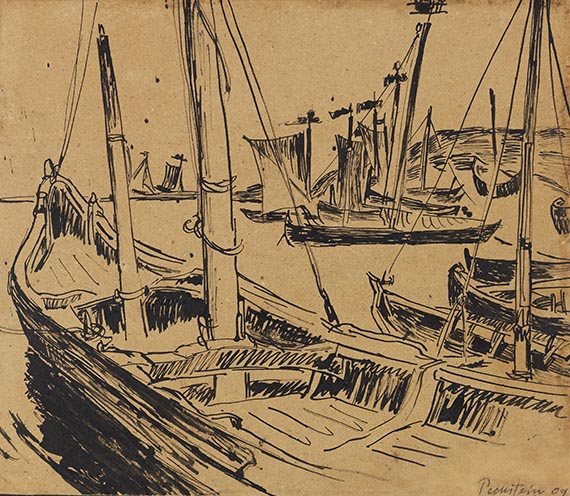 Hermann Max Pechstein - Keitelkähne (Kurenkähne im Hafen)