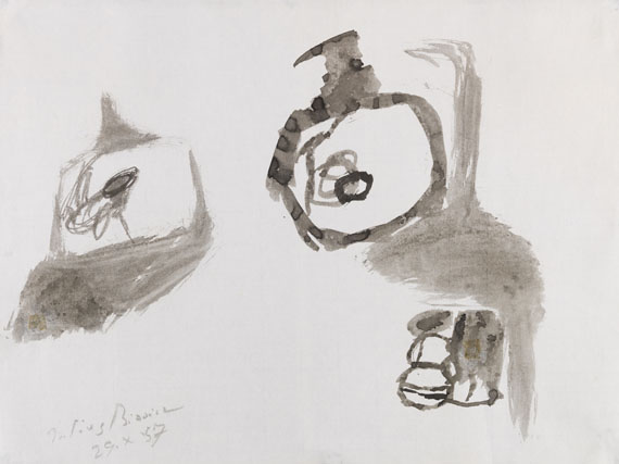 Julius Bissier - Konvolut (2 Bll.): Blau von Orange bedroht. 29.X.1957 - Weitere Abbildung