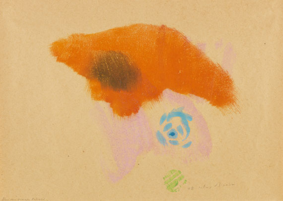 Julius Bissier - Konvolut (2 Bll.): Blau von Orange bedroht. 29.X.1957