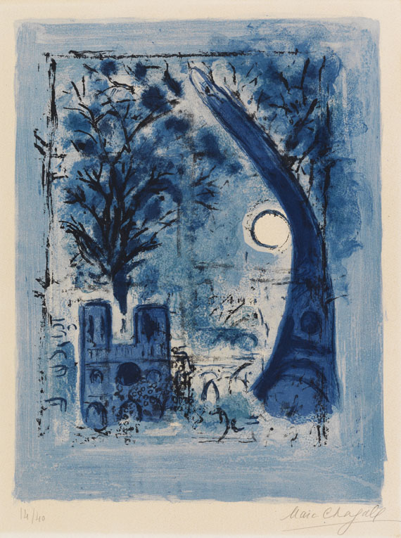 Marc Chagall - Notre Dame et la Tour Eiffel