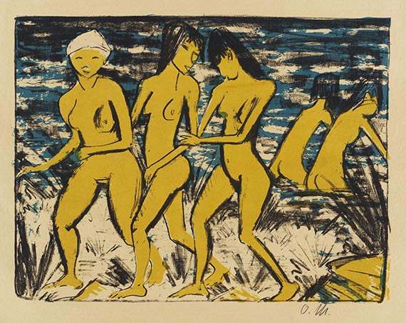 Otto Mueller - Fünf gelbe Akte am Wasser