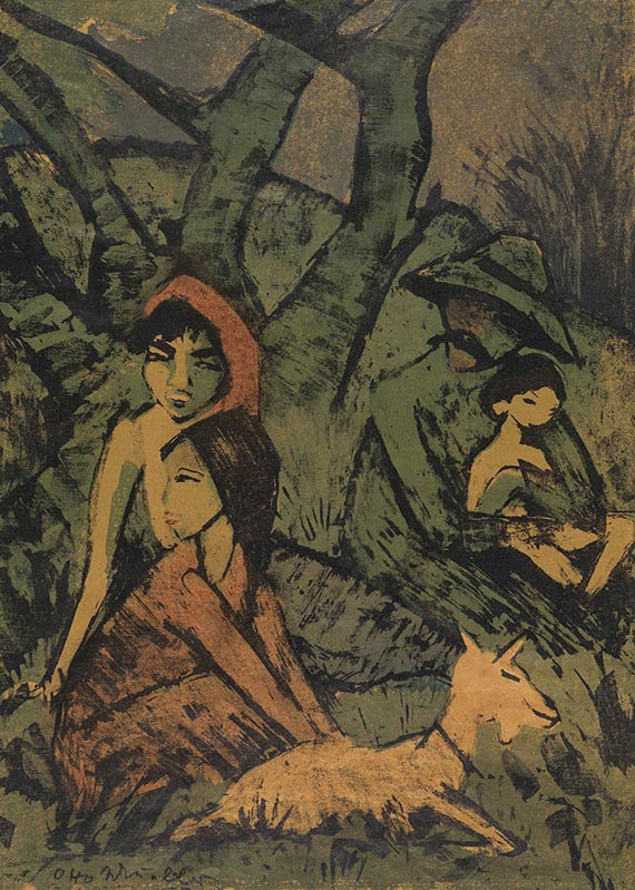 Otto Mueller - Lagernde Zigeunerfamilie mit Ziege