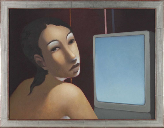 Johannes Hüppi - Frau vor Bildschirm - Rahmenbild