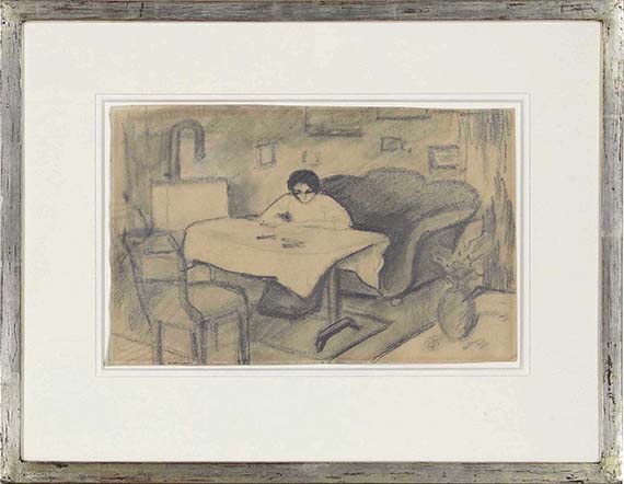 August Macke - Elisabeth am Tisch im Wohnzimmer - Rahmenbild