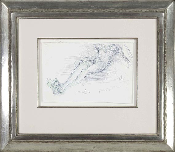 Salvador Dalí - Nu féminin allongé, au verso nu féminin debout avec manuscrit "CAPITAINE / BONJOUR ! / S.D" - Rahmenbild