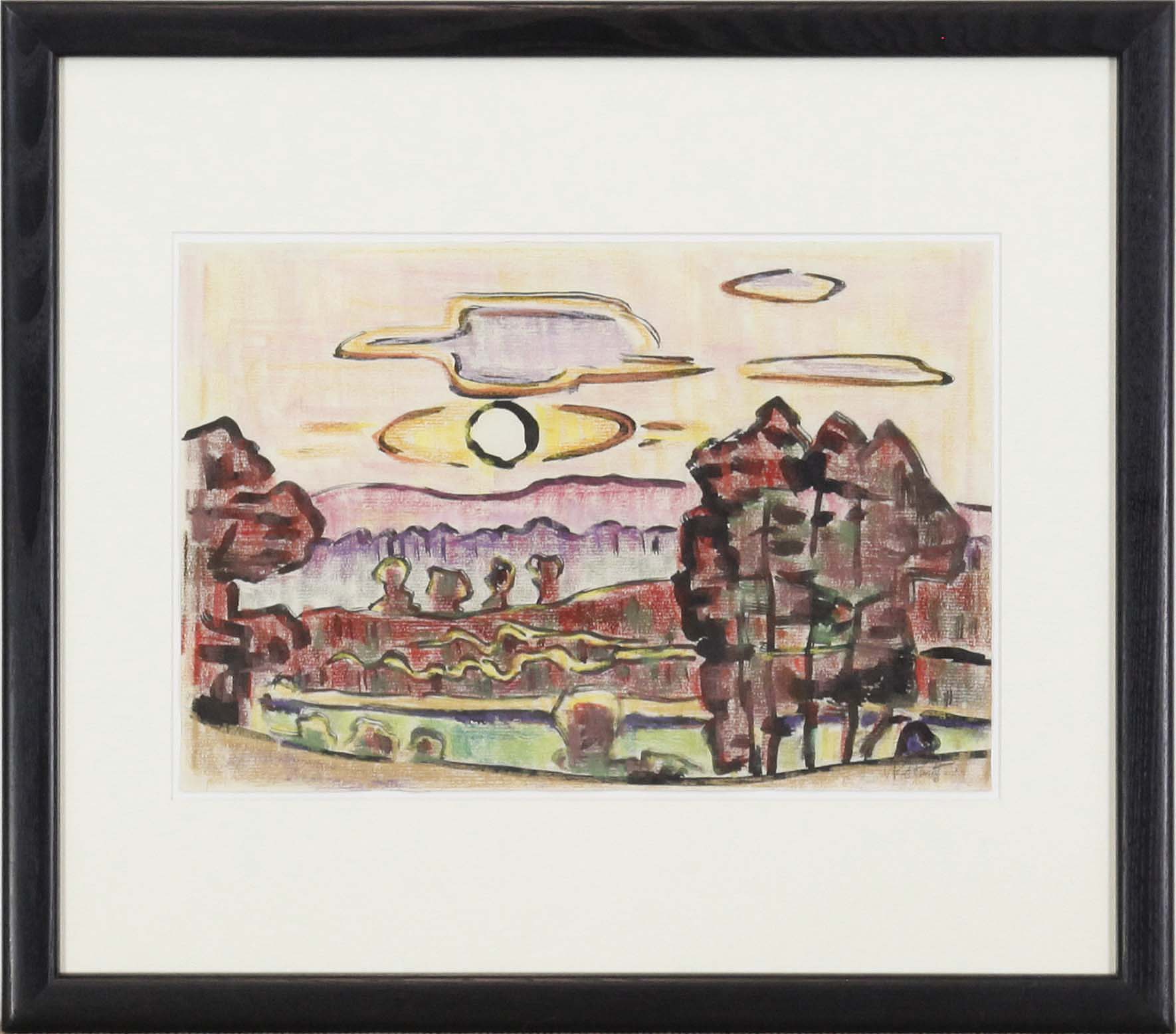 Karl Schmidt-Rottluff - Landschaft mit Sonne - Rahmenbild