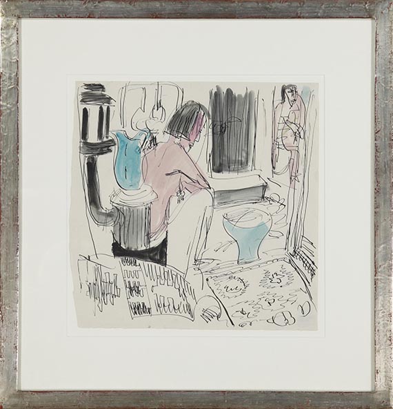 Ernst Ludwig Kirchner - Erna im Atelier mit Spiegelbild - Rahmenbild