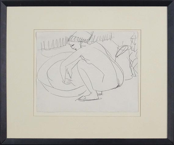 Ernst Ludwig Kirchner - Hockender Akt am Zuber - Rahmenbild