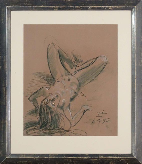 Otto Dix - Akt, auf dem Rücken liegend mit dem Kopf nach unten - Rahmenbild