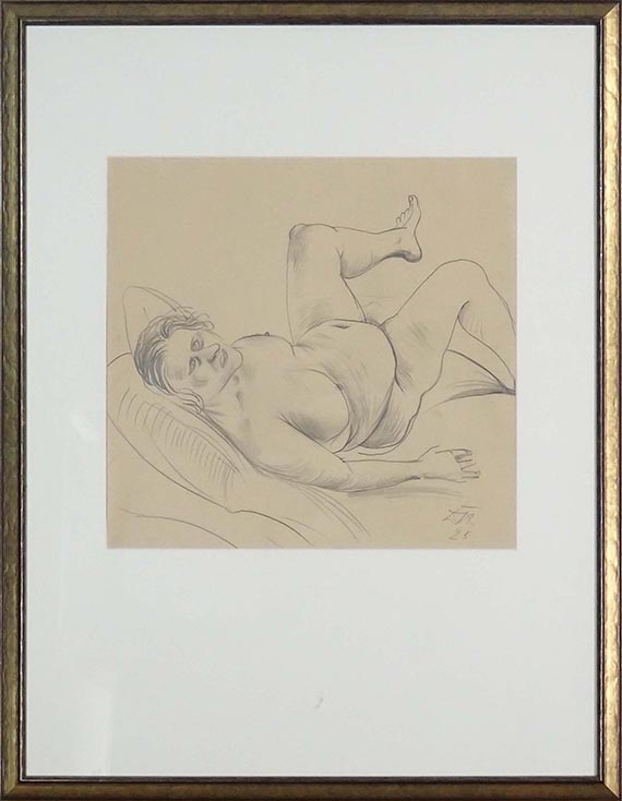 Otto Dix - Liegender Akt mit erhobenen Beinen - Rahmenbild
