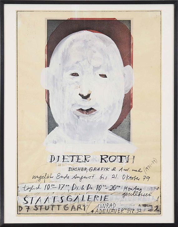 Dieter Roth - Selbstbildnis (Übermaltes Plakat einer Arnulf-Rainer-Ausstellung) - Rahmenbild