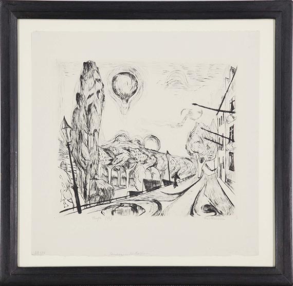 Max Beckmann - Landschaft mit Ballon - Rahmenbild