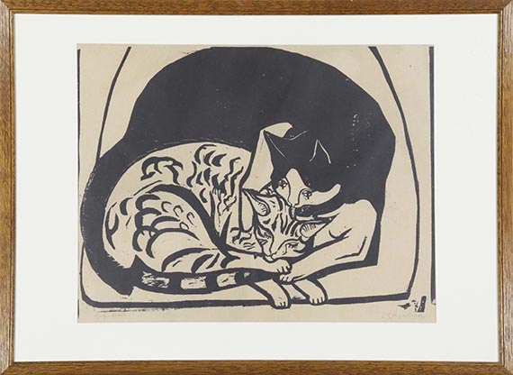 Ernst Ludwig Kirchner - Zwei Katzen - Rahmenbild