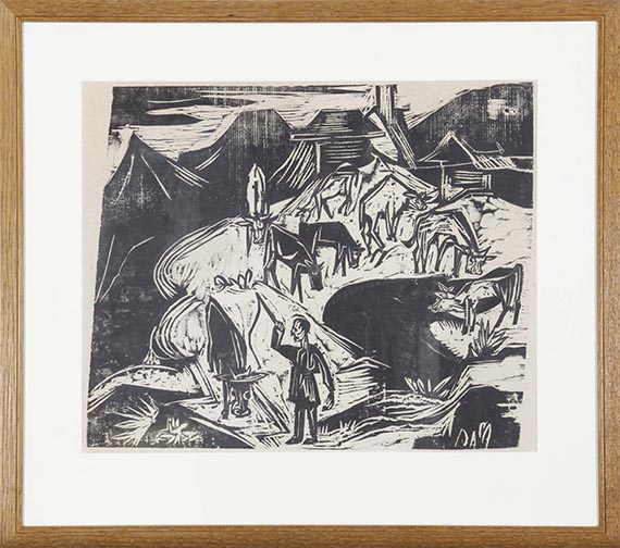 Ernst Ludwig Kirchner - Kuhherde auf der Alp im Herbst - Rahmenbild