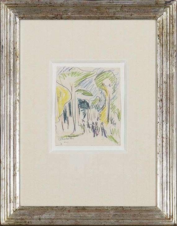 Ernst Ludwig Kirchner - Spaziergänger (Waldweg) - Rahmenbild