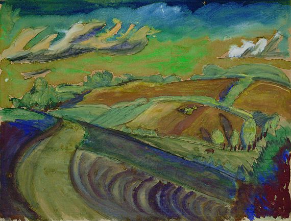 Erich Heckel - Hügelige Landschaft mit abziehenden Wolken