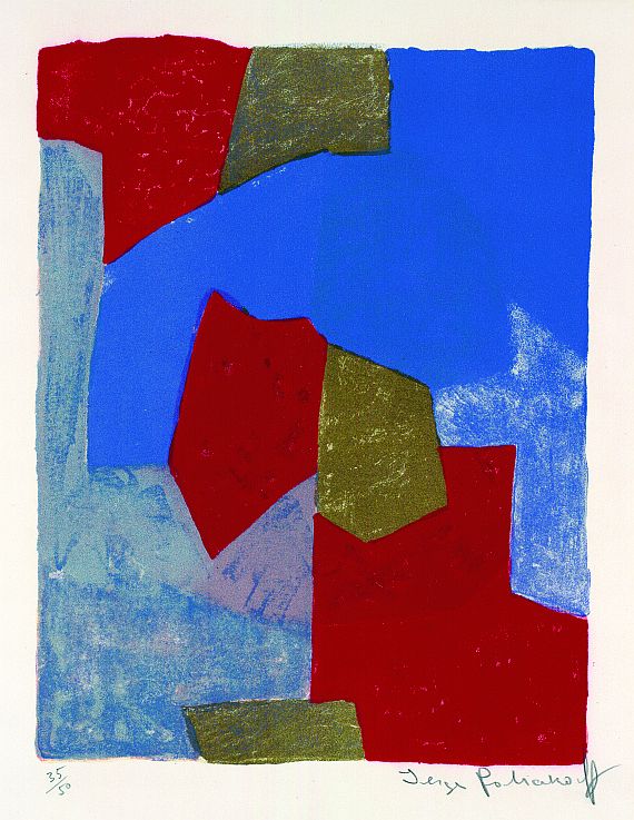 Serge Poliakoff - Composition bleue et rouge