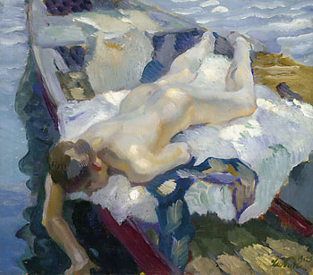 Leo Putz - Auf dem Kahn