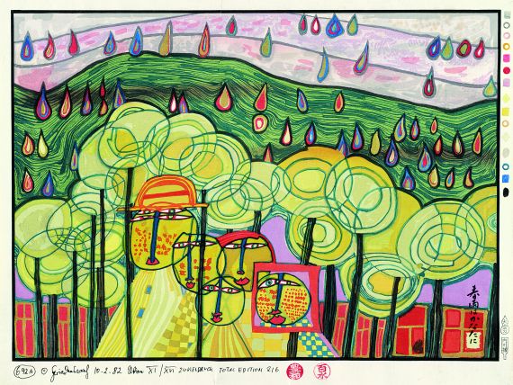 Friedensreich Hundertwasser - The rain falls far from us