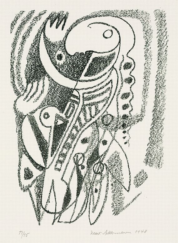 Max Ackermann - 2 Bll.: Blaue Rotation. Ohne Titel